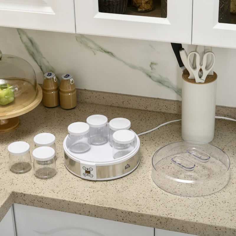 Yogurtiera Elettrica da 1,5 Litri con 7 Vasetti e Display Digitale