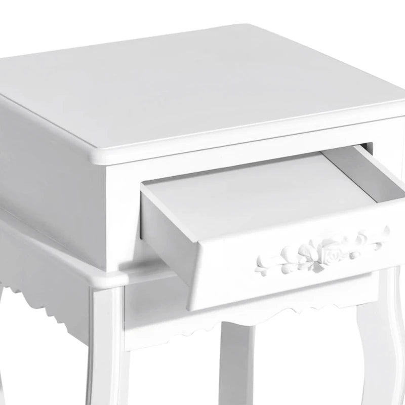 Comodino Moderno Bianco con Cassetto e Ripiano