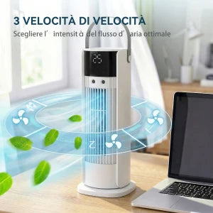 Ventilatore da Tavolo a Colonna con Nebulizzatore, Illuminazione RGB e 3 Velocità