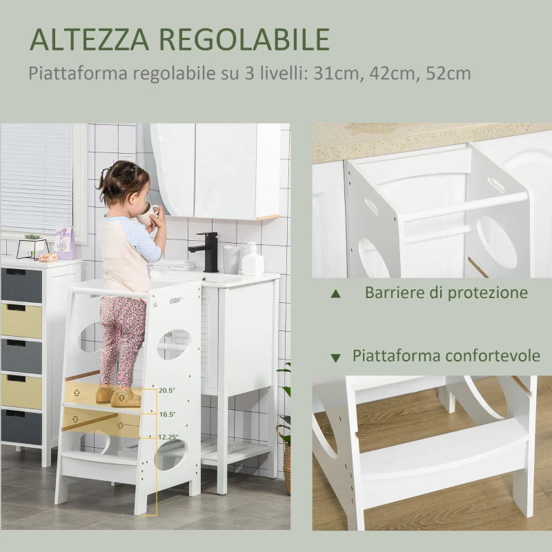 Torre Montessori Regolabile in Altezza per Bambini