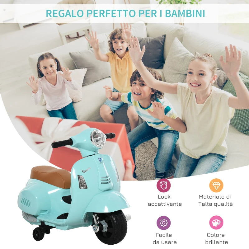 Moto Elettrica Vespa con Licenza Ufficiale per Bambini 18-36 Mesi Verde