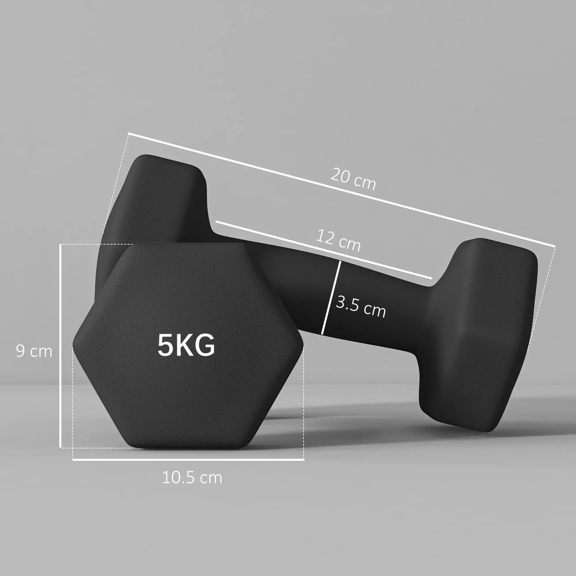 Set 2 Manubri Esagonali da 5 kg con Impugnatura Antiscivolo