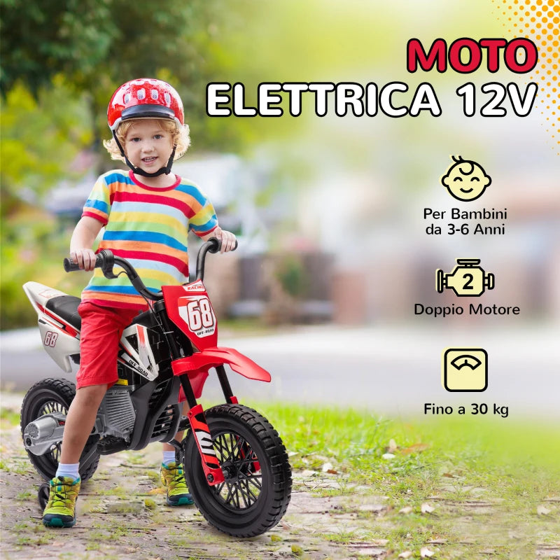 Moto Elettrica per Bambini con Rotelle e Indicatore