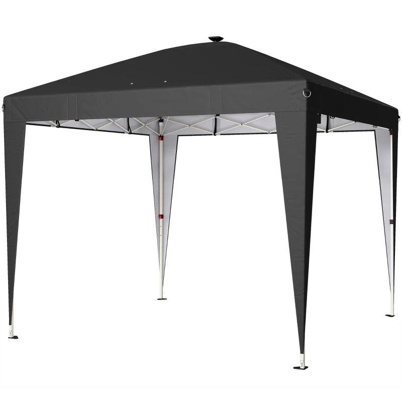 Gazebo Pieghevole Pop-Up 3×3 m con Luce LED Integrata, Altezza Regolabile e Protezione UV50+
