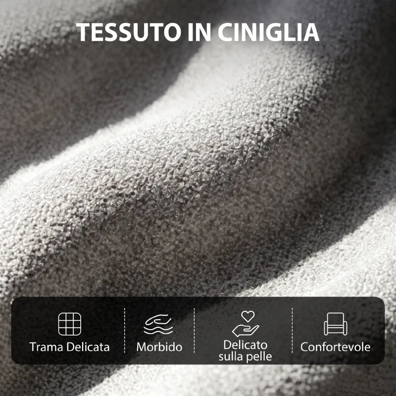 Poltrona Massaggiante Reclinabile Manuale 160° in Ciniglia con Poggiapiedi e Telecomando