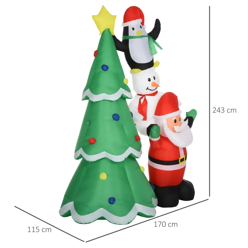Babbo Natale Gonfiabile con Pinguino e Pupazzo di Neve