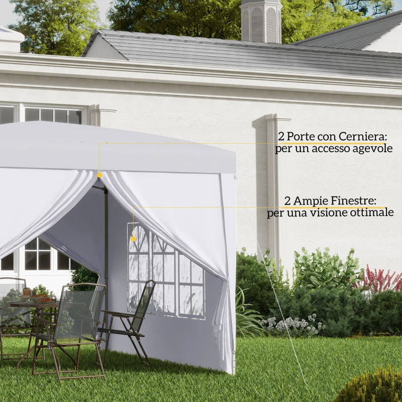 Gazebo Pieghevole Impermeabile 3x3 m con 4 Pannelli Laterali Bianco