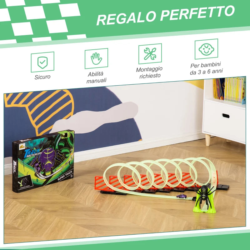 Pista per Macchinine con Effetti Luminosi e Automobilina per Bambini