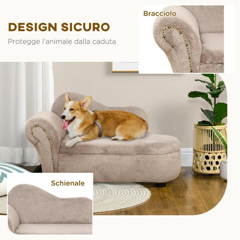 Divano Rialzato per Cani con Portaoggetti 80x40x46 cm
