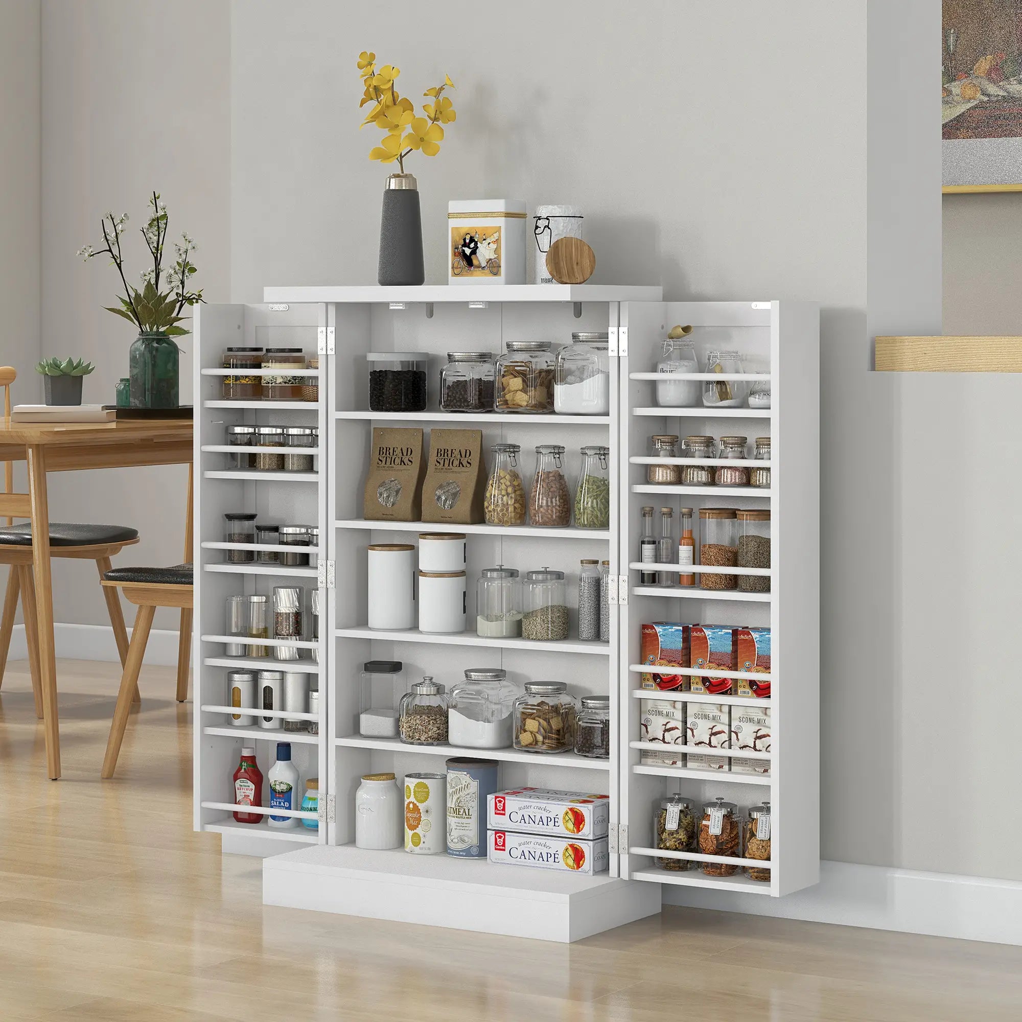 Armadio da Cucina con 7 Ripiani Organizzatori a Livelli Regolabili 60 x 30 x 104 cm