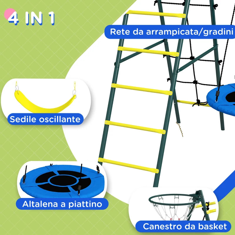 Set Altalene da Giardino con Altalena Rotonda, Classica e Canestro per Bambini