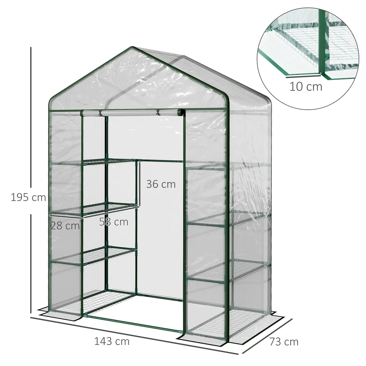 Serra da Giardino in Acciaio e PVC con Porta Avvolgibile