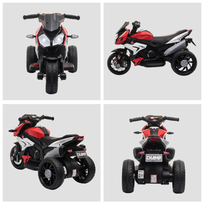 Moto Elettrica per Bambini 3-5 Anni con Fari, Musica e Batteria Rossa