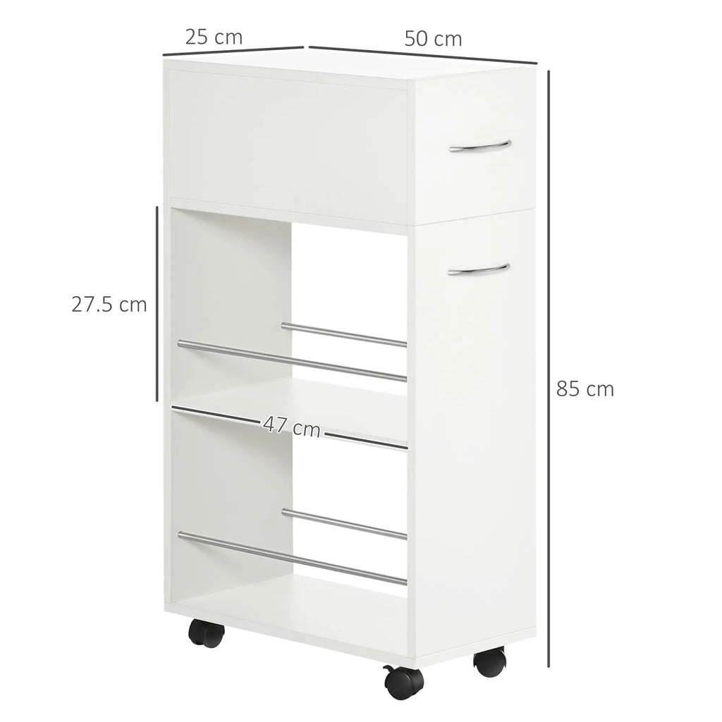 Carrello da Cucina con Cassetto e 2 Ripiani