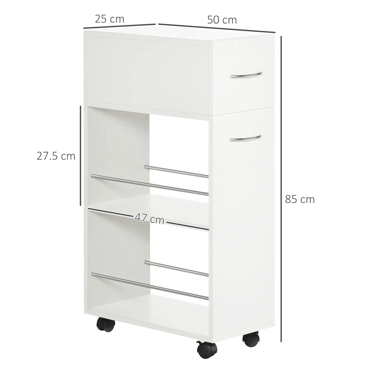 Carrello da Cucina con Cassetto e 2 Ripiani