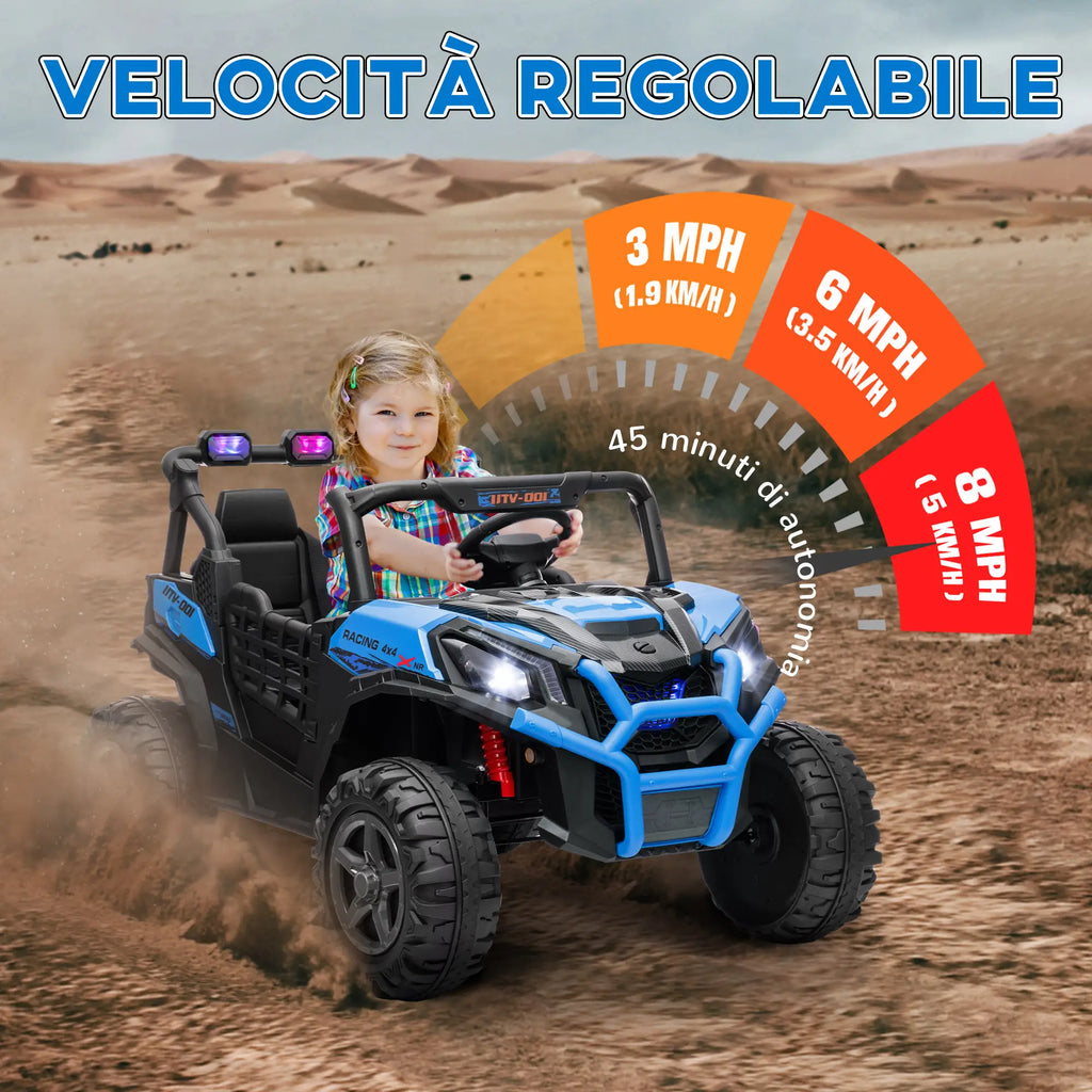 Auto Elettrica 24V Due Posti per Bambini con Telecomando, Doppio Motore, Sospensioni e Luci LED