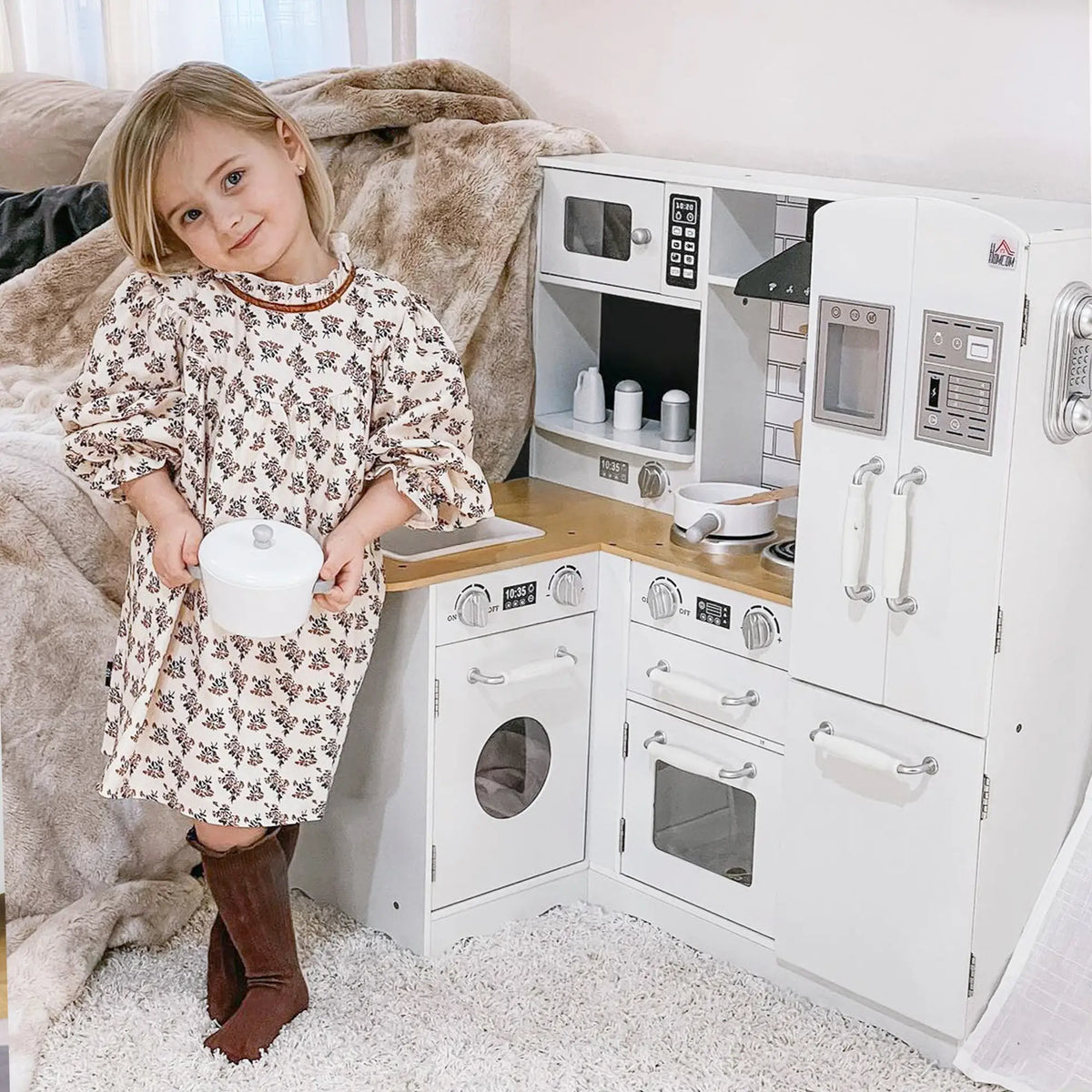 Cucina Giocattolo in Legno per Bambini con 14 Accessori