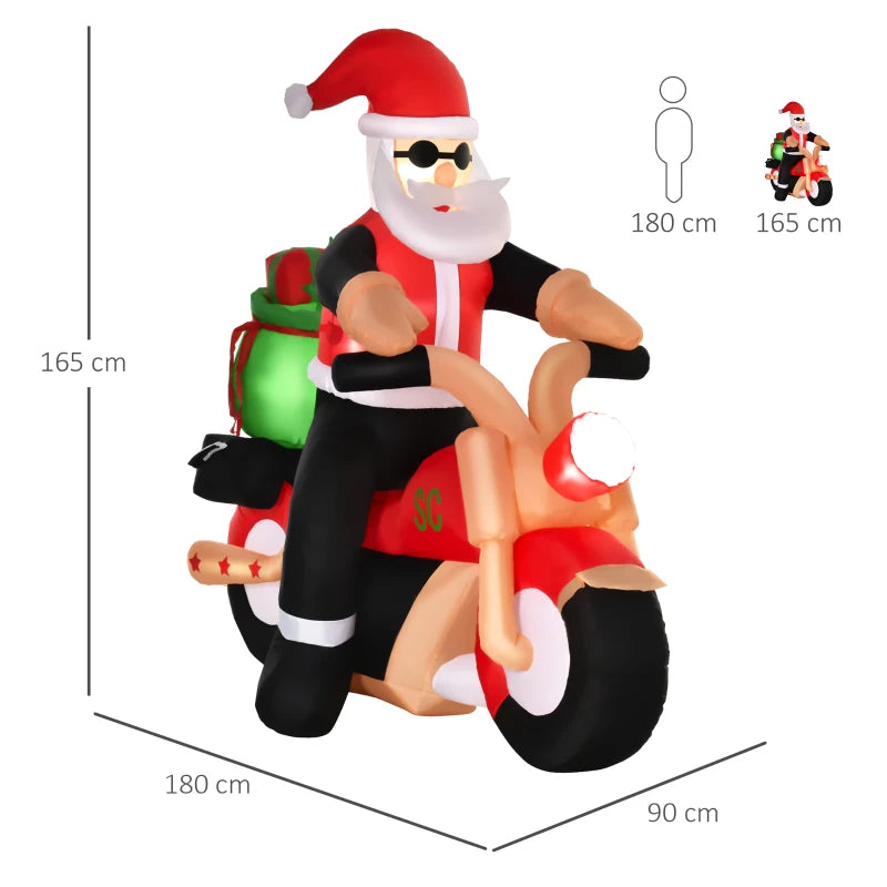 Babbo Natale Gonfiabile su Motocicletta con Luci LED