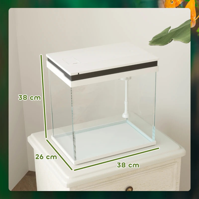 Acquario in Vetro 26 L con LED, Filtro e Pompa per Pesci Rossi
