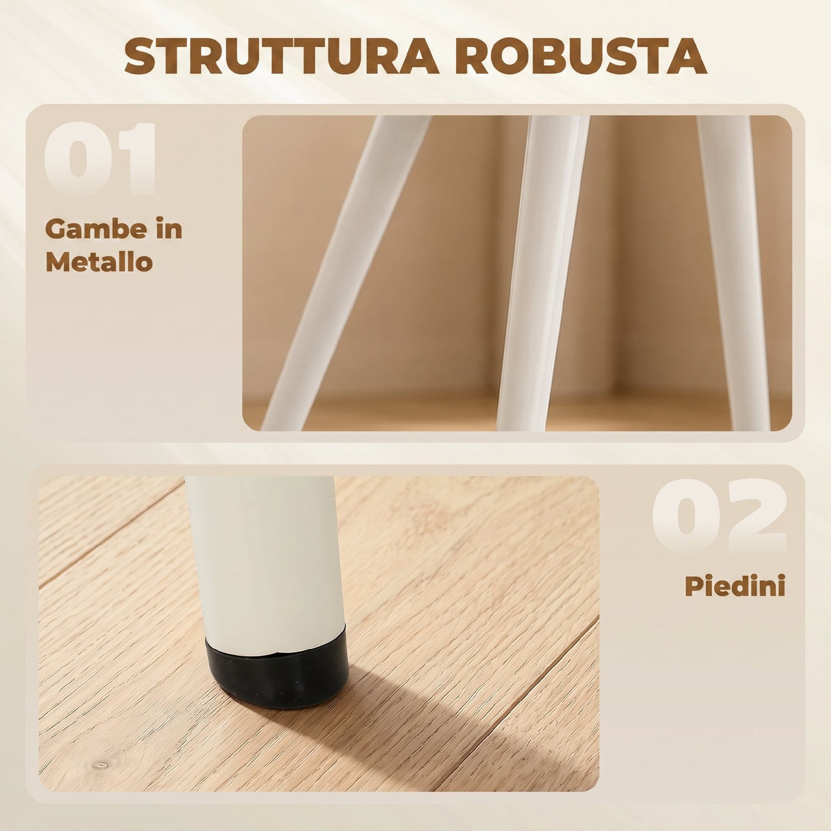 Set 2 Sedie da Pranzo in Velluto Bianco