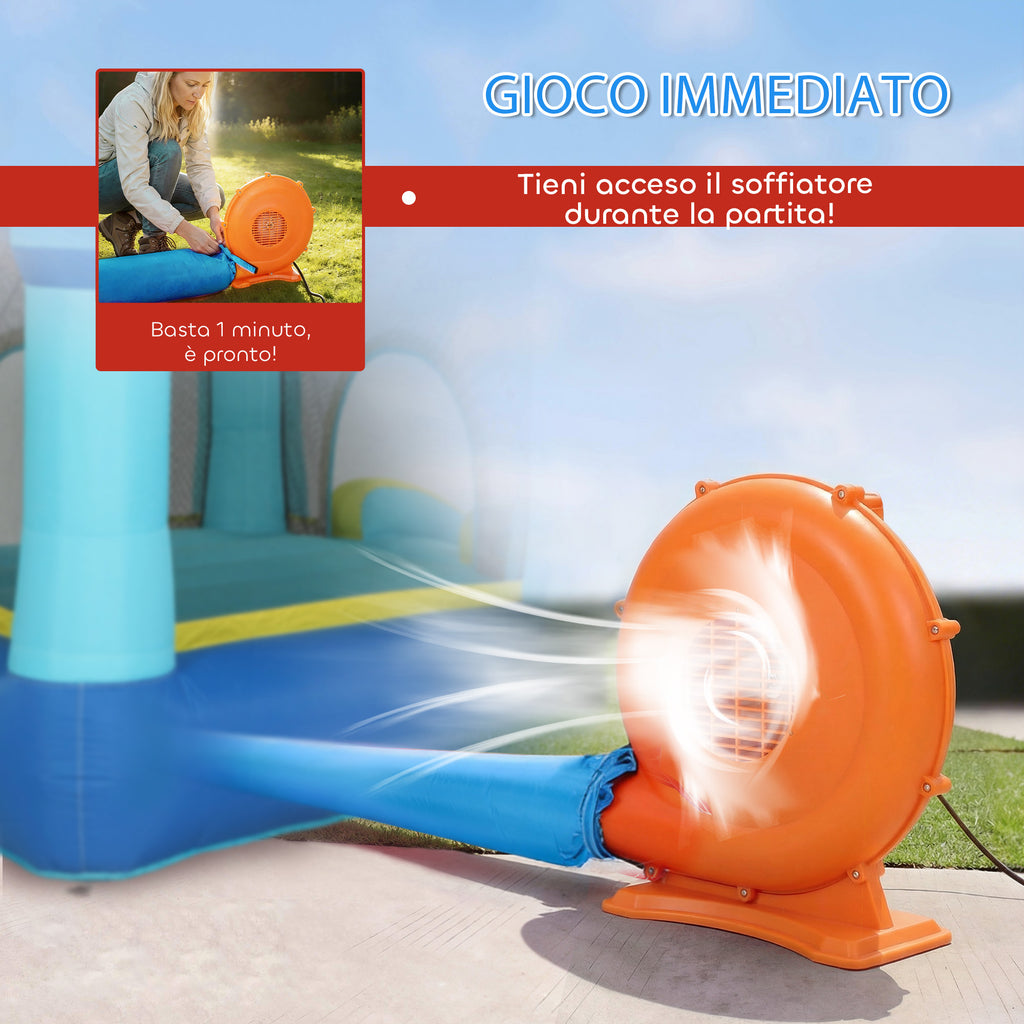 Castello Gonfiabile per Bambini con Scivolo, Trampolino, Piscina e Canestro