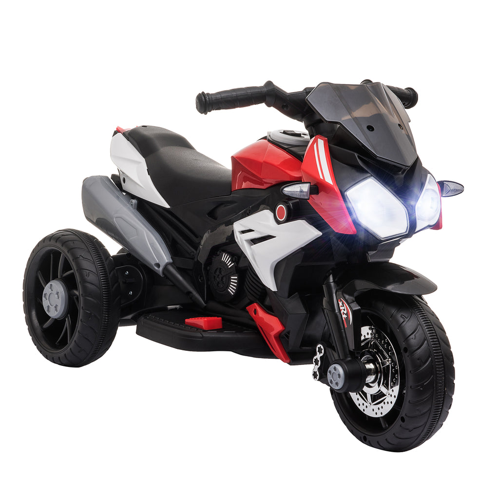 Moto Elettrica per Bambini 3-5 Anni con Fari, Musica e Batteria Rossa