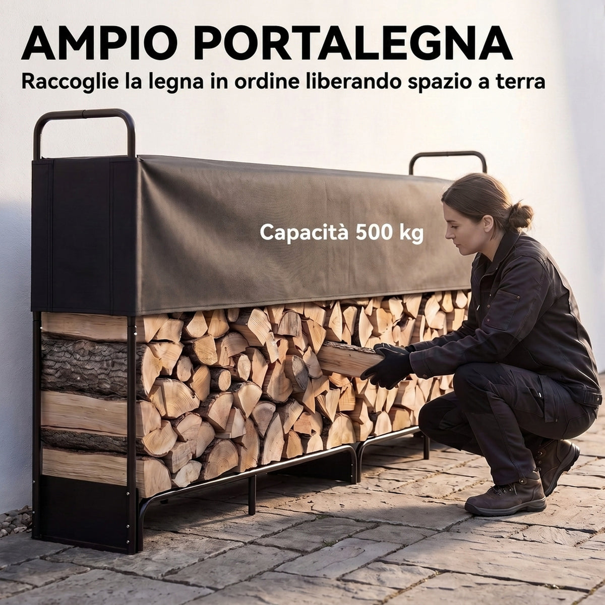 Portalegna in Acciaio con Copertura e Borsa