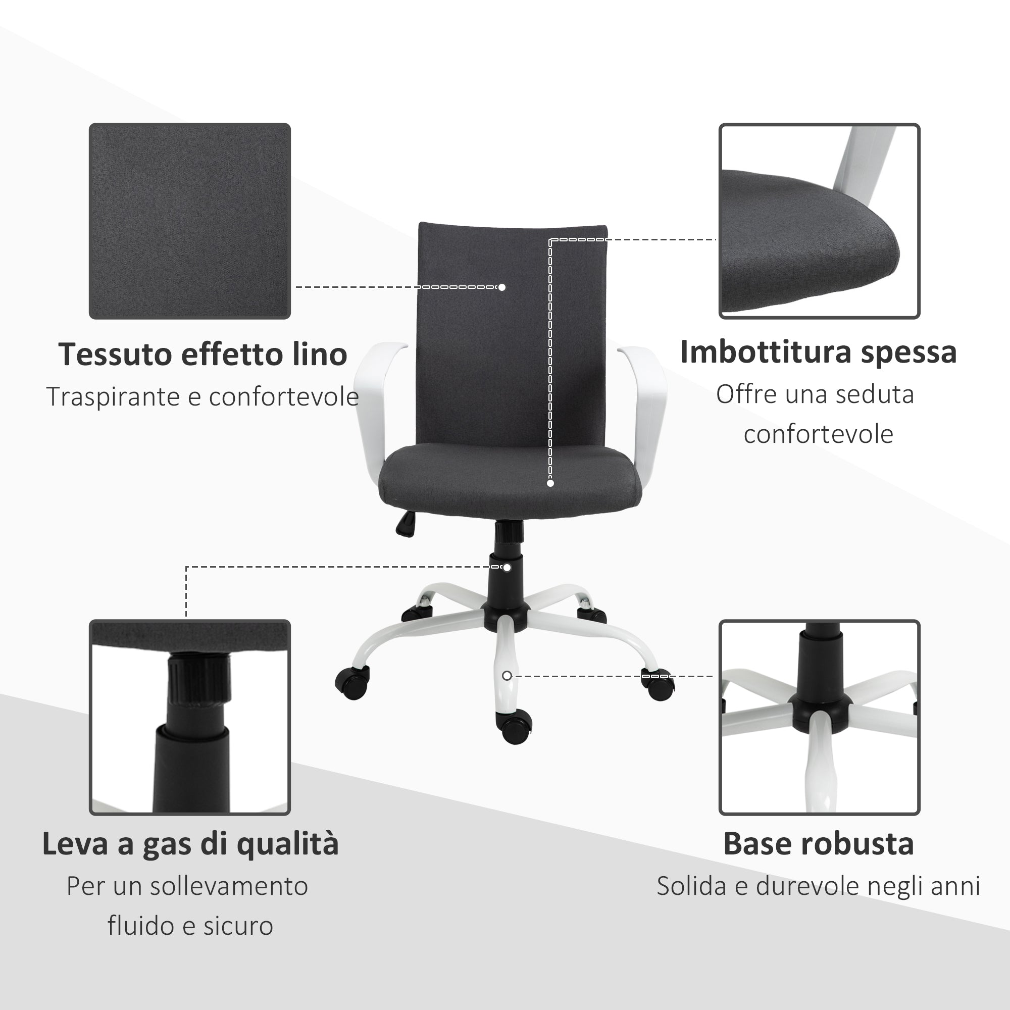 Sedia da Ufficio Ergonomica e Girevole con Altezza Regolabile