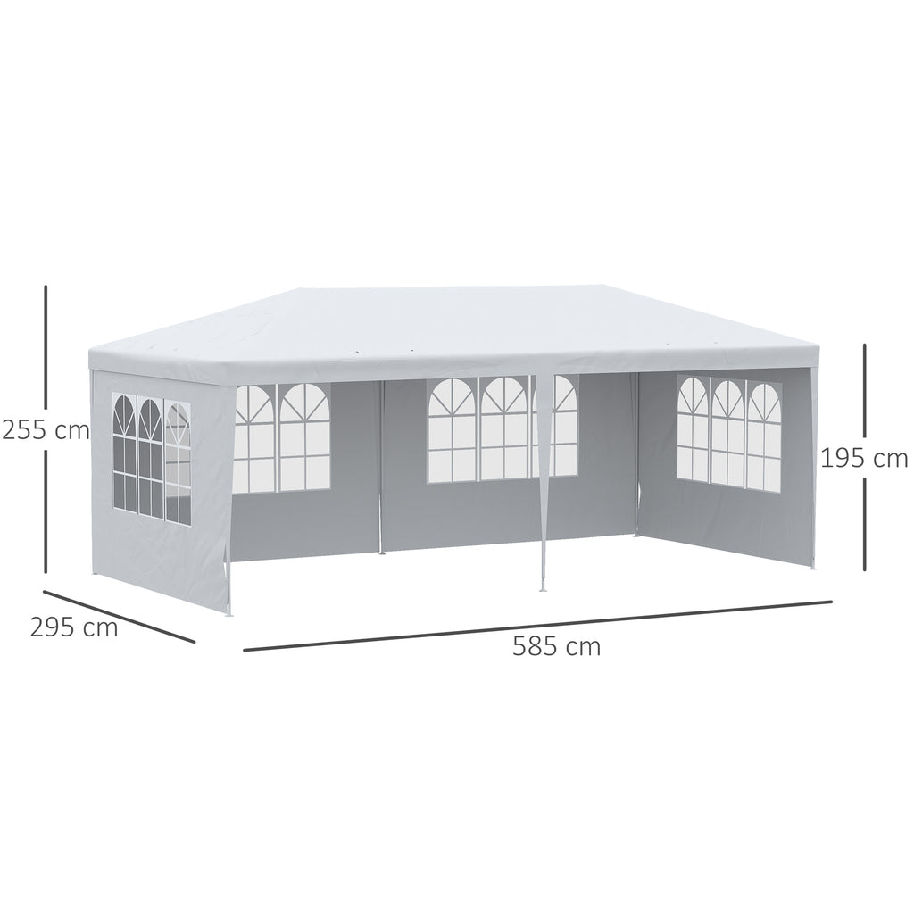 Gazebo da Giardino per Eventi 5,8 x 2,9 m con 4 Pareti Rimovibili e Finestre