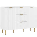 Credenza Moderna con 3 Cassetti, 2 Armadietti e Ripiani Regolabili in Legno e Metallo
