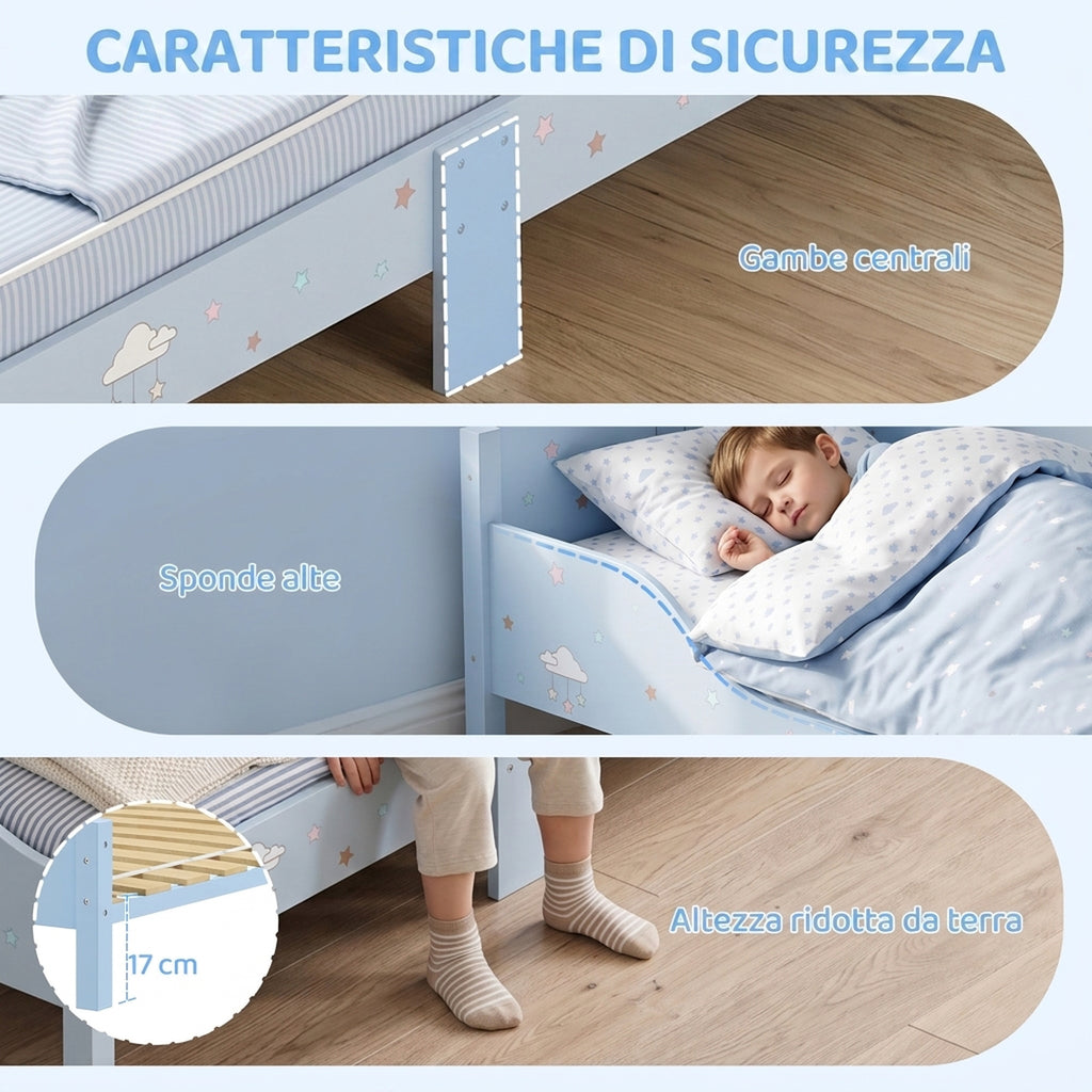 Letto Montessori a Nuvola Blu per Bambini