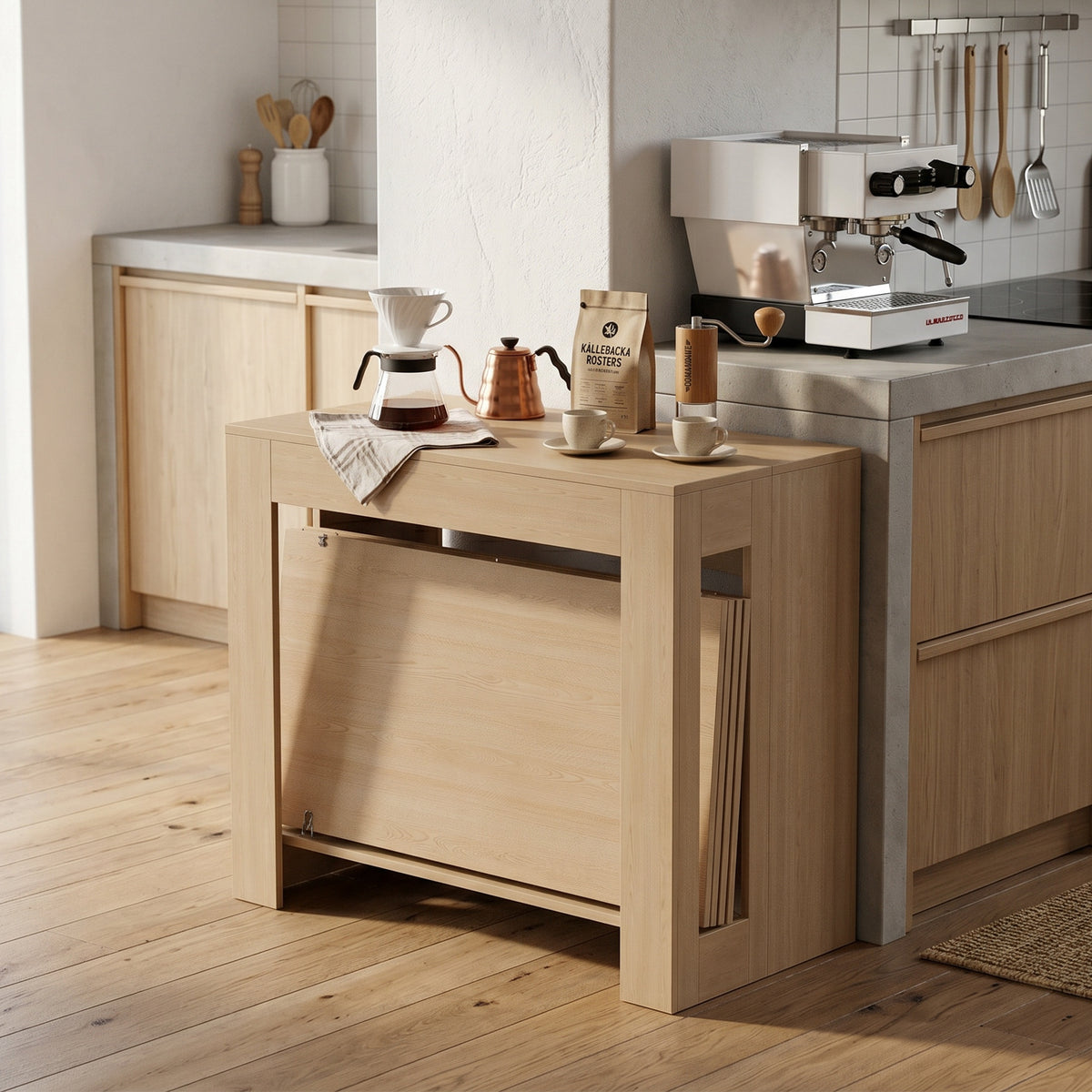 Tavolo Consolle Allungabile Effetto Legno Chiaro