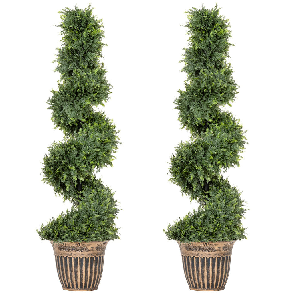 Set 2 Cipressi Artificiali a Spirale con Vaso 120 cm
