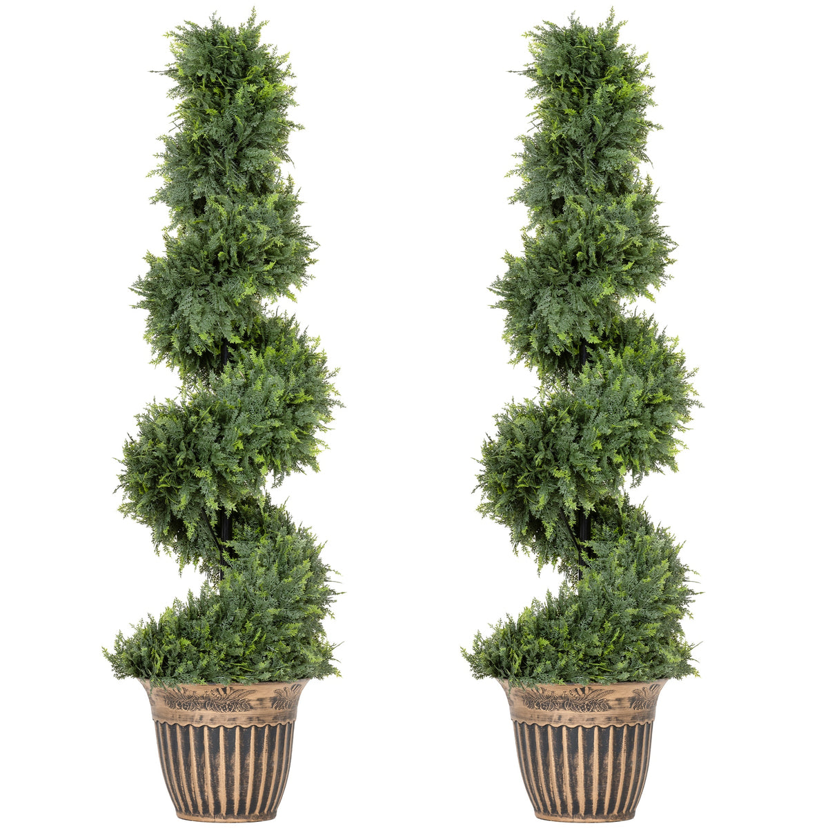 Set 2 Cipressi Artificiali a Spirale con Vaso 120 cm
