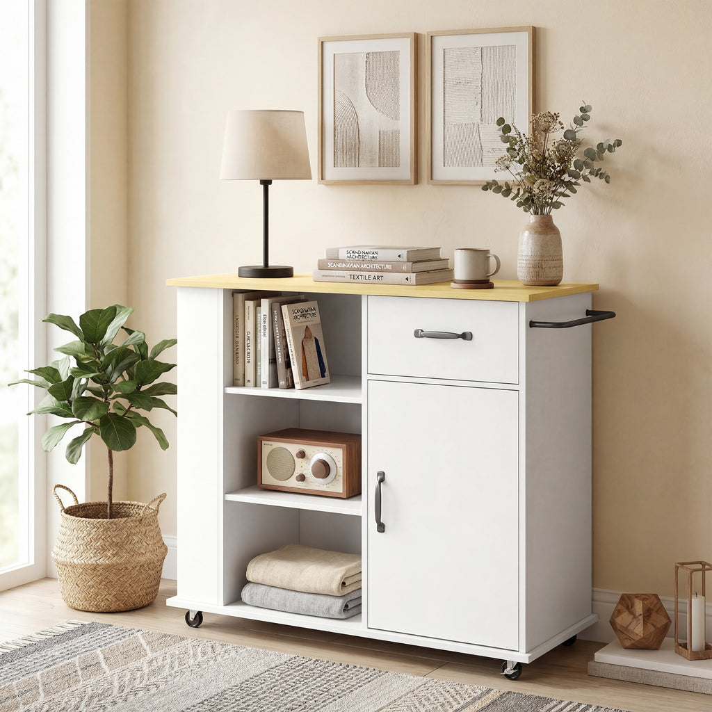 Mobile Cucina Bianco con Cassetto e Ripiano Regolabile