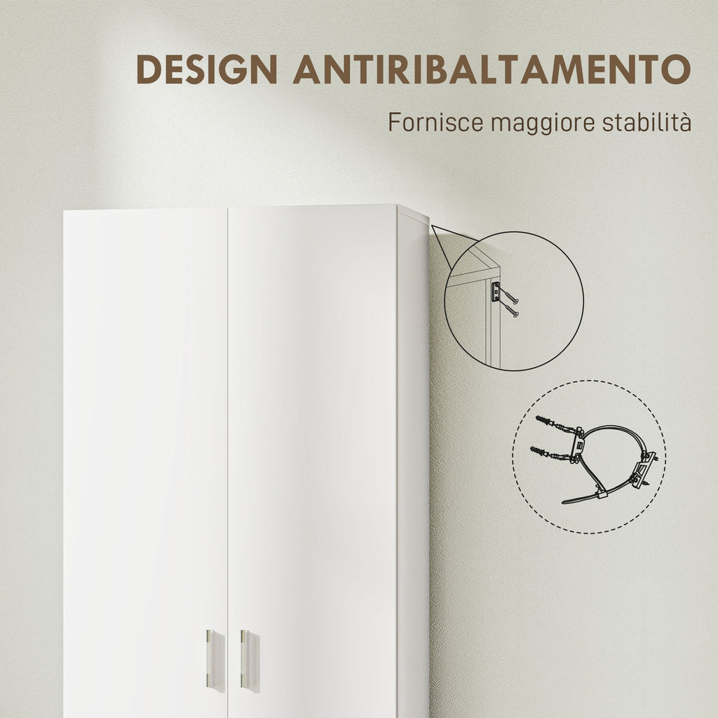 Mobile Multiuso Bianco con 5 Ripiani Regolabili