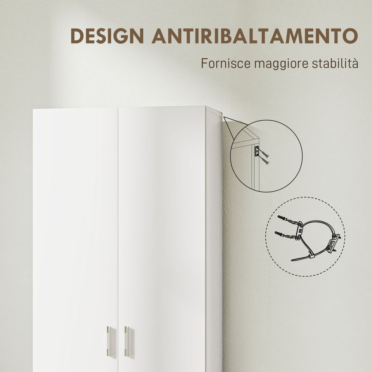 Mobile Multiuso Bianco con 5 Ripiani Regolabili