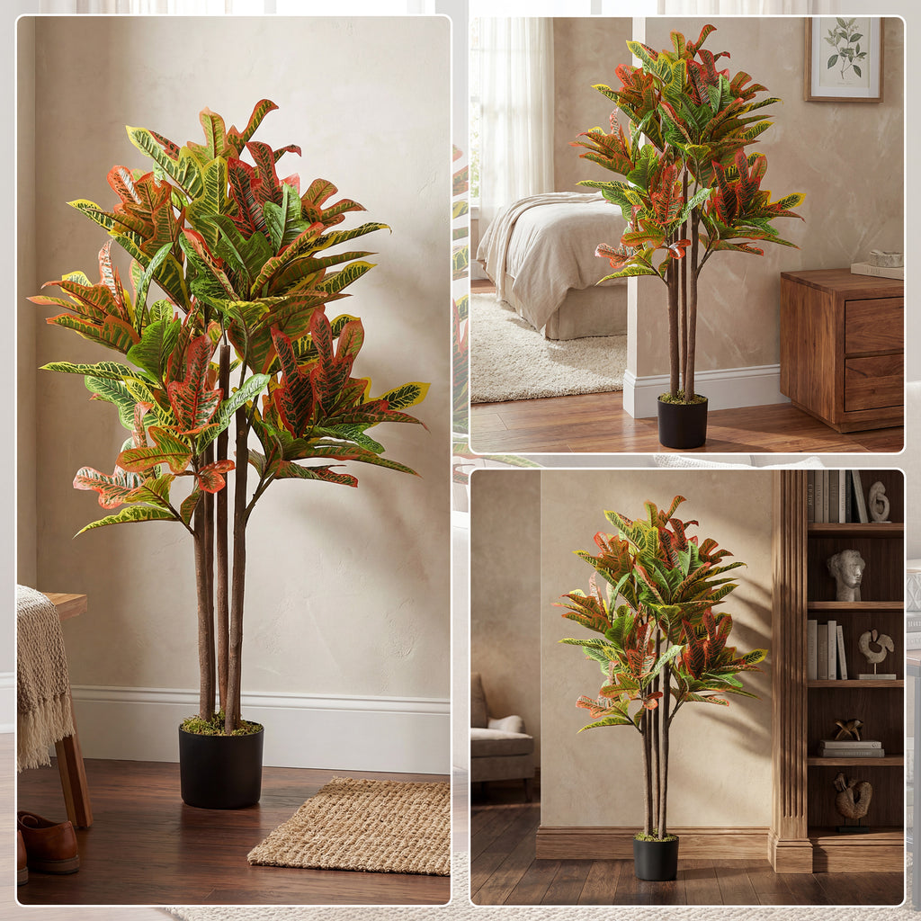 Pianta Artificiale Croton Multicolore da 120 cm