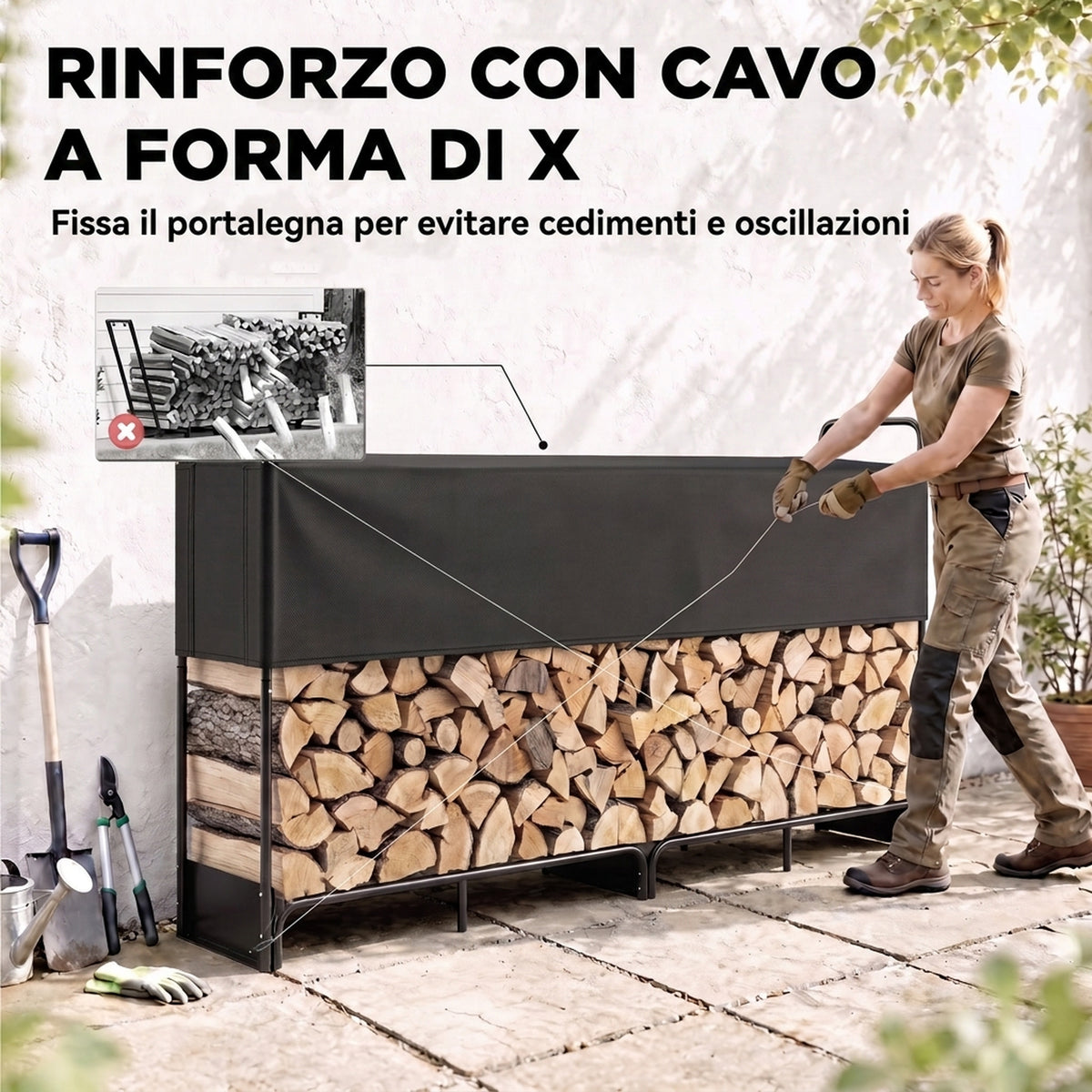 Portalegna in Acciaio con Copertura e Borsa