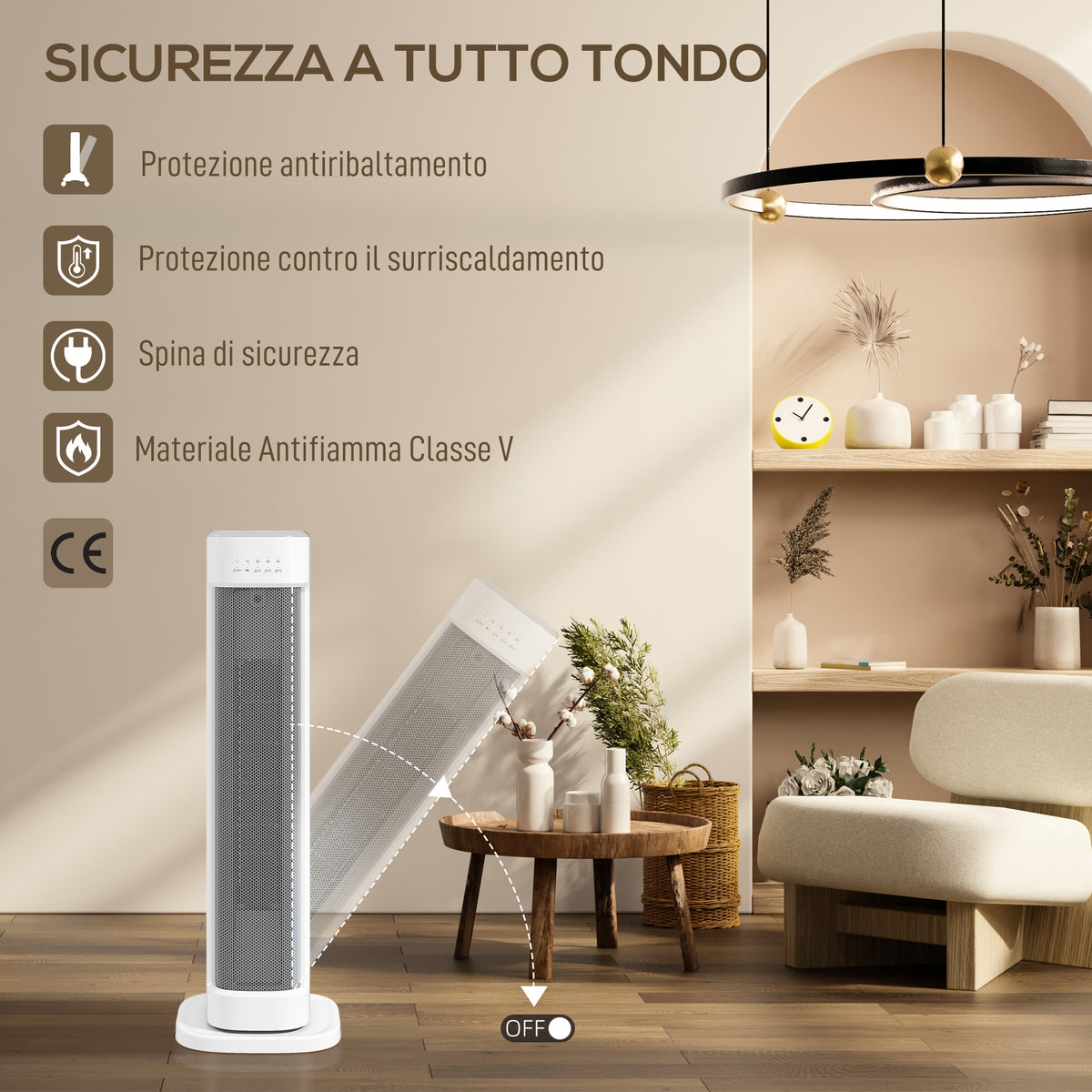 Termoventilatore Ceramico 2000W con Timer e Telecomando