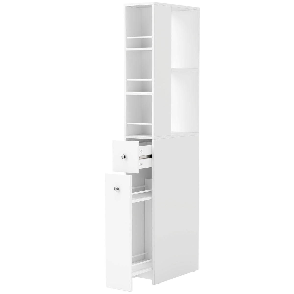 Mobile Bagno Alto Slim Bianco con 2 Cassetti