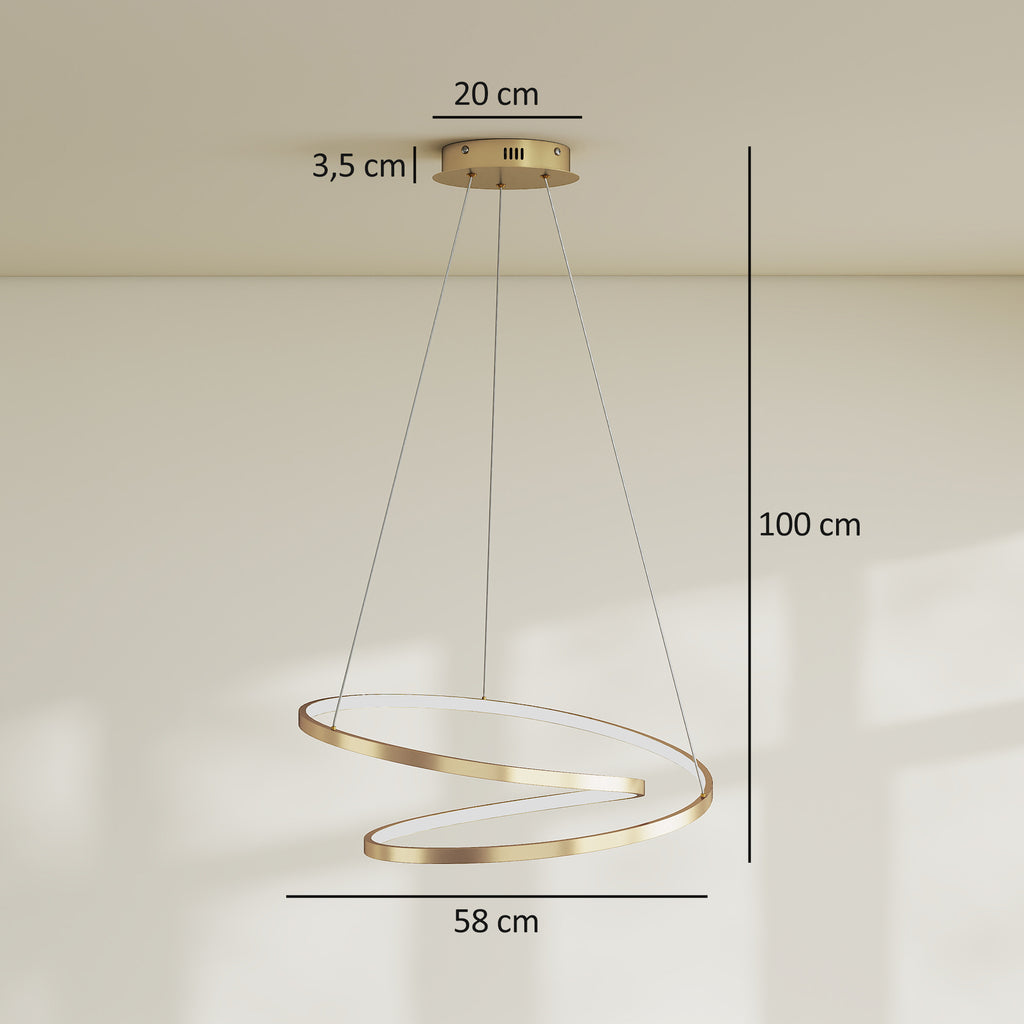 Lampada Sospensione LED Oro con 2 Anelli