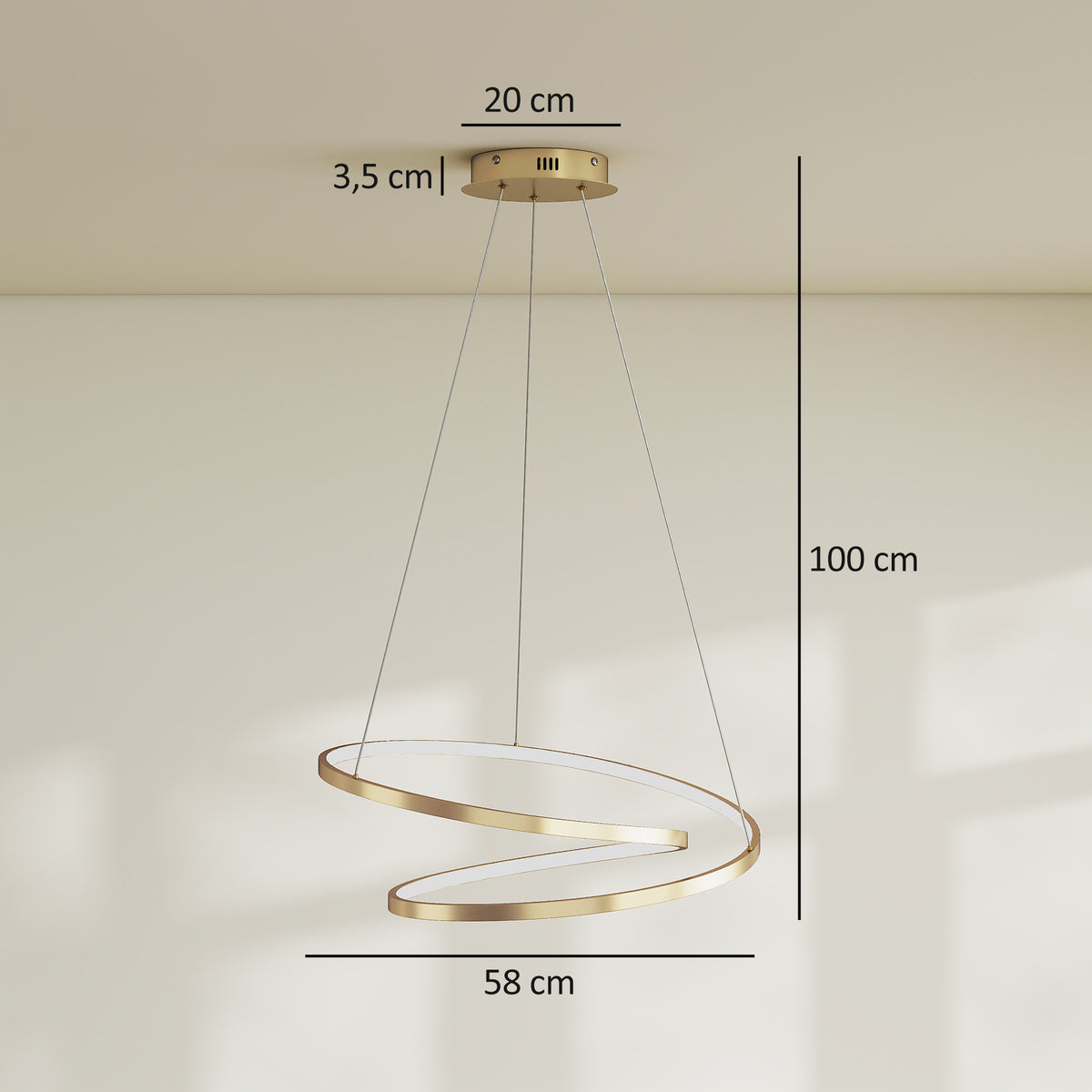 Lampada Sospensione LED Oro con 2 Anelli