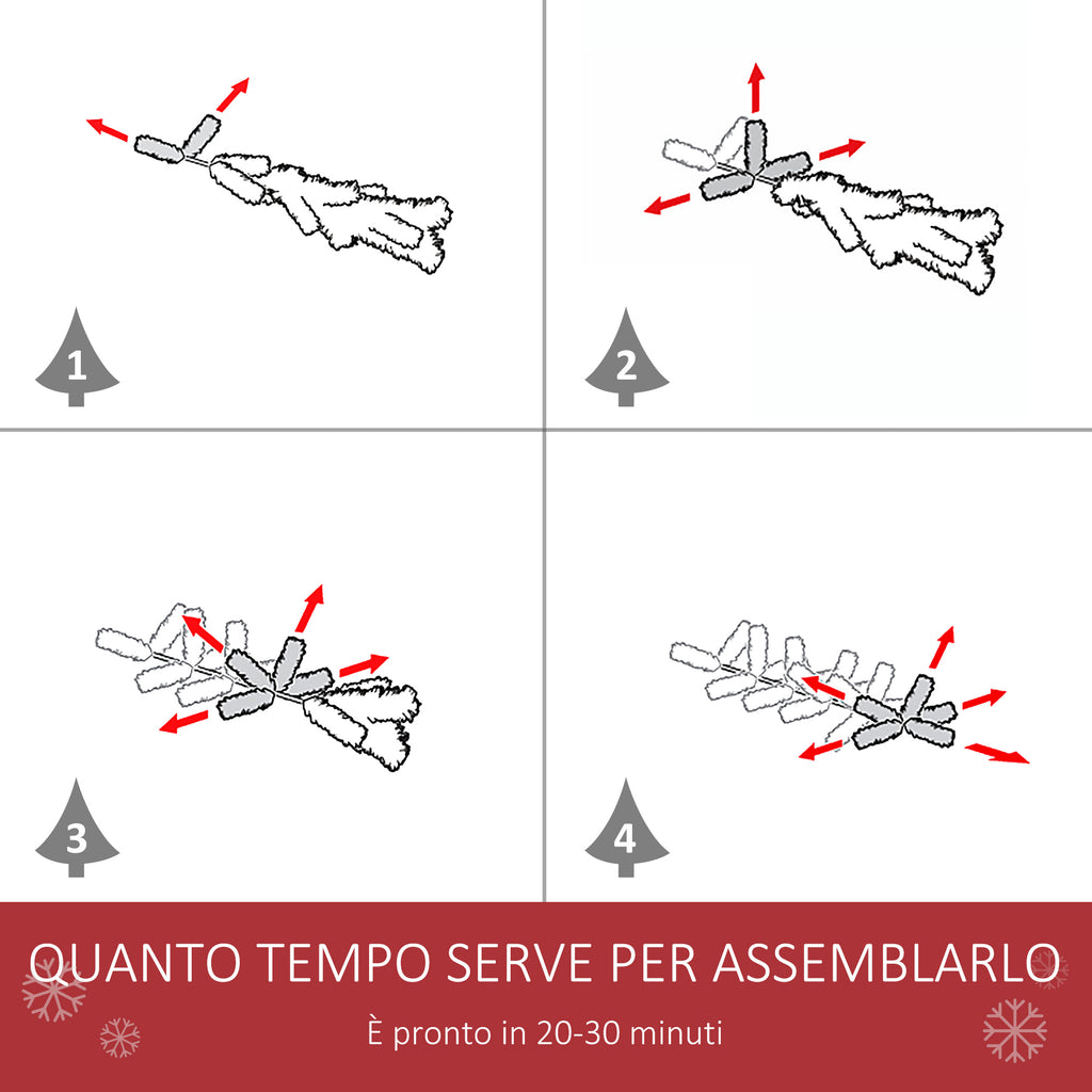 Albero di Natale 180 cm con Bacche Rosse e Pigne