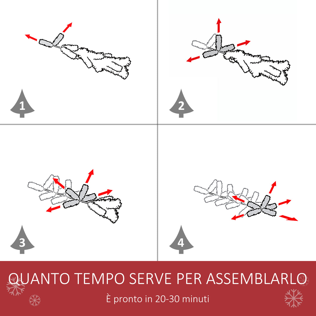 Albero di Natale 180 cm con Bacche Rosse e Pigne