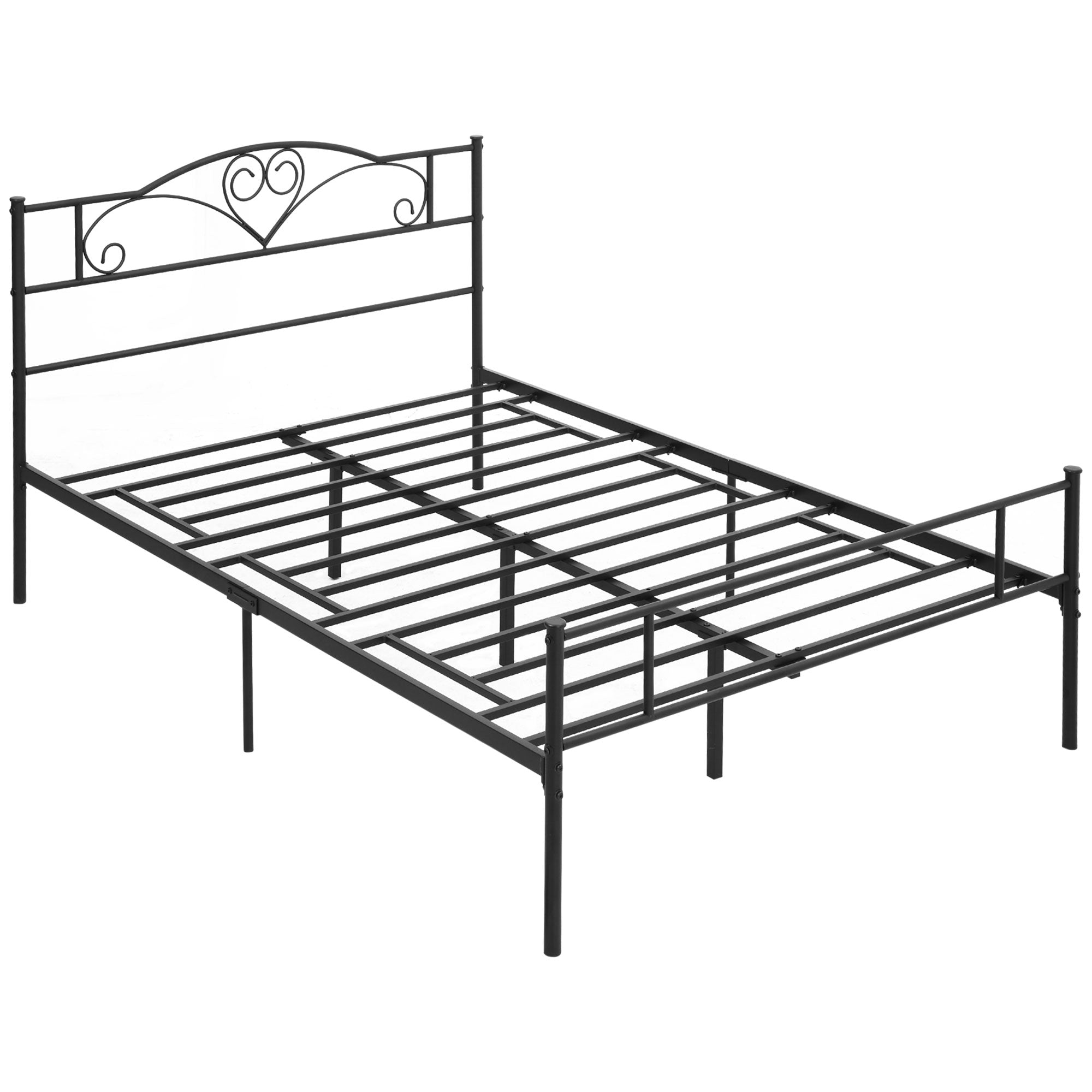 Struttura Letto Una Piazza e Mezza 140x200 cm in Acciaio con Testiera e Doghe
