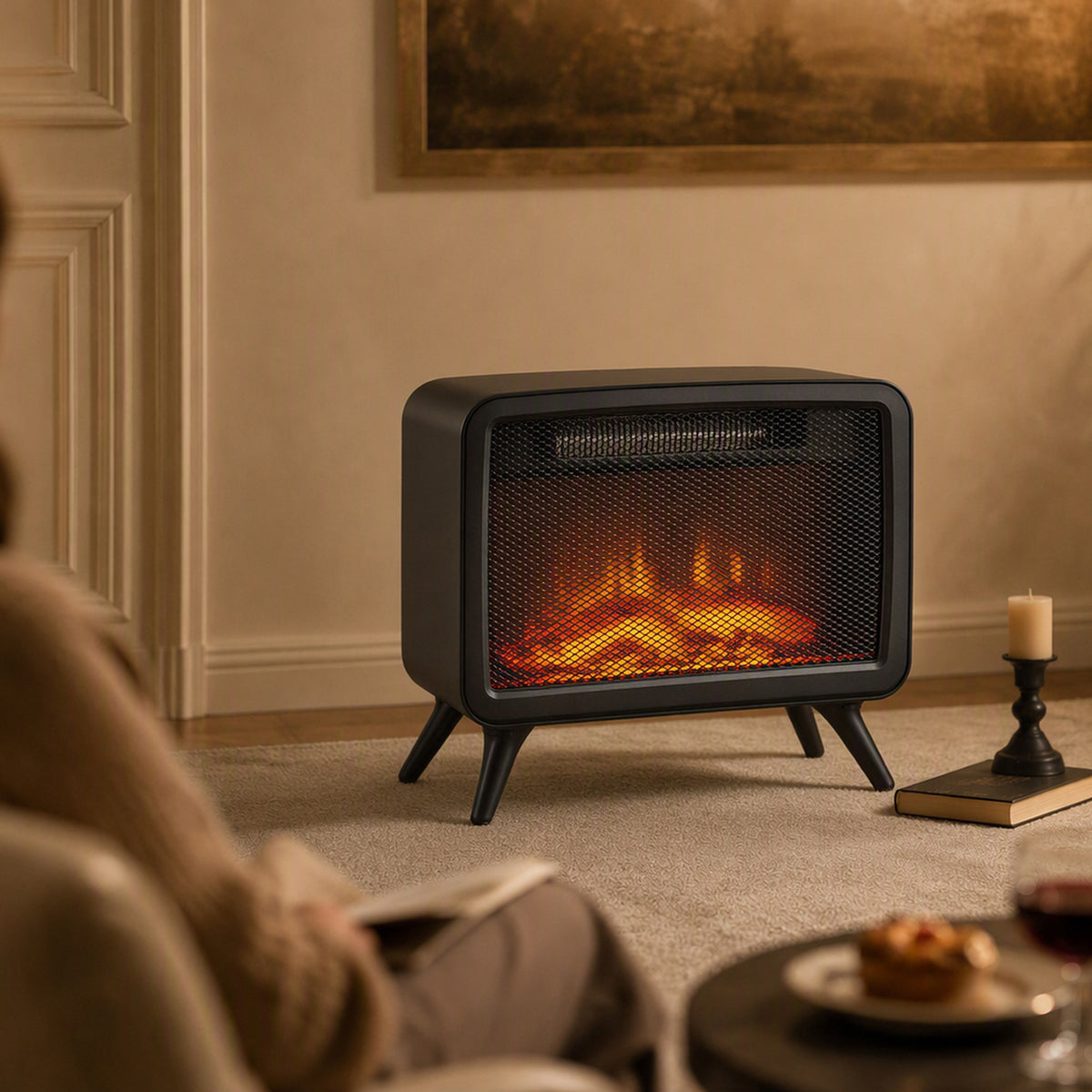 Caminetto Elettrico da Tavolo 1600W con Effetto Fiamma LED