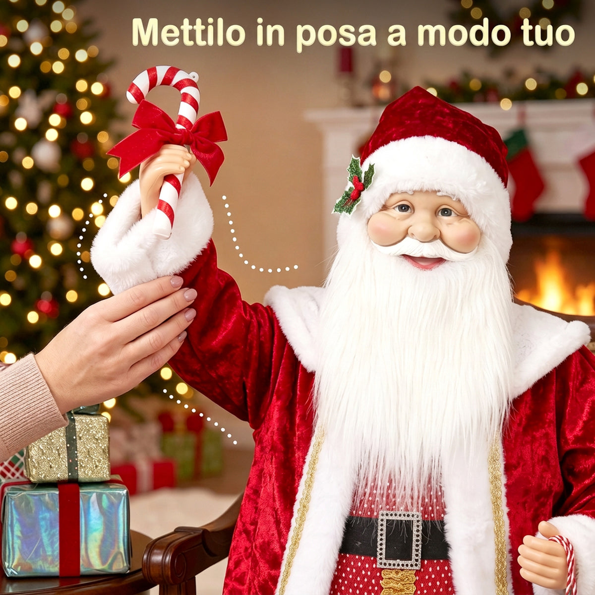Babbo Natale Animato con Musica e Movimento 120 cm
