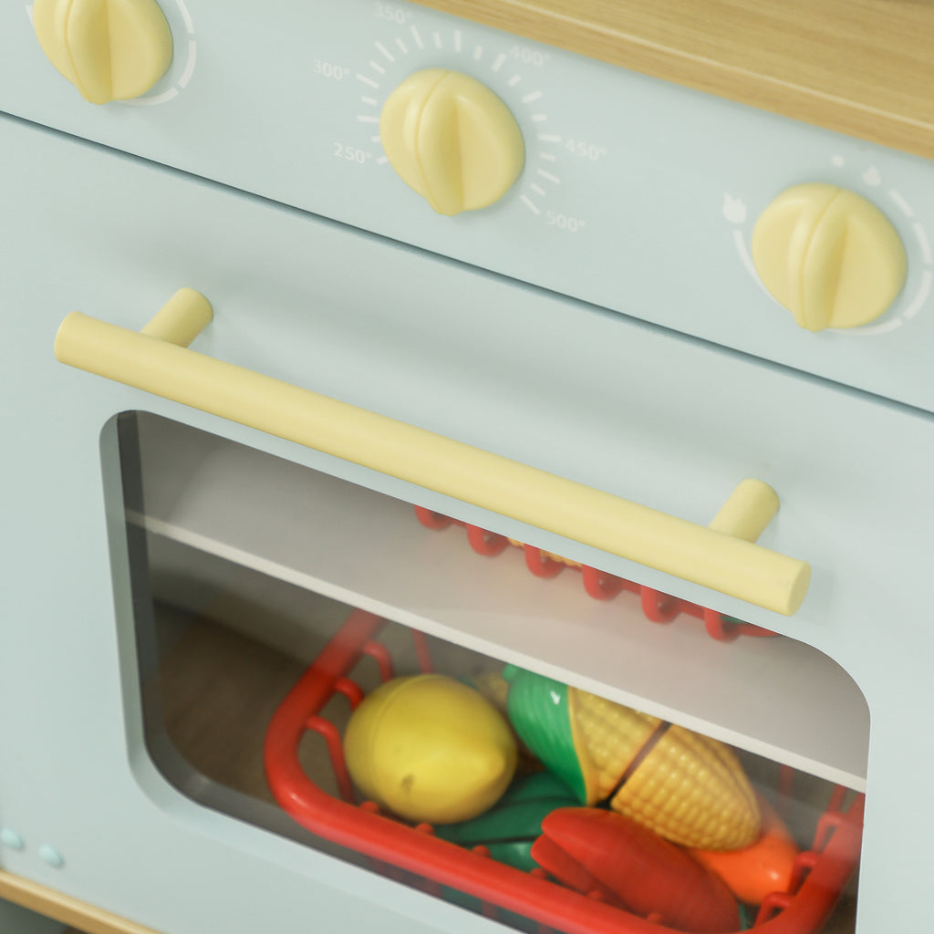 Cucina Giocattolo per Bambini con Fornelli e Armadietti Blu e Bianco