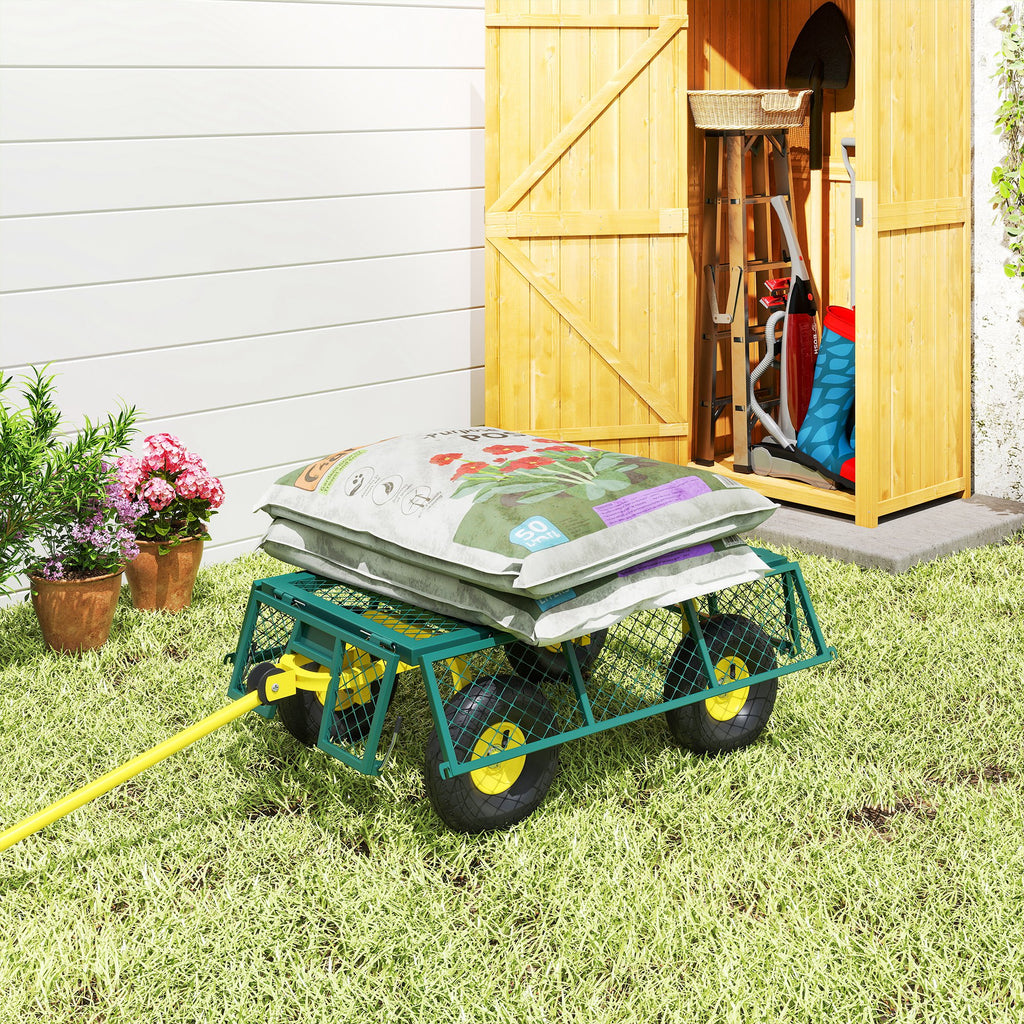 Carrello da Giardino in Acciaio 200 kg con Pareti Rimovibili e Maniglia Sterzante